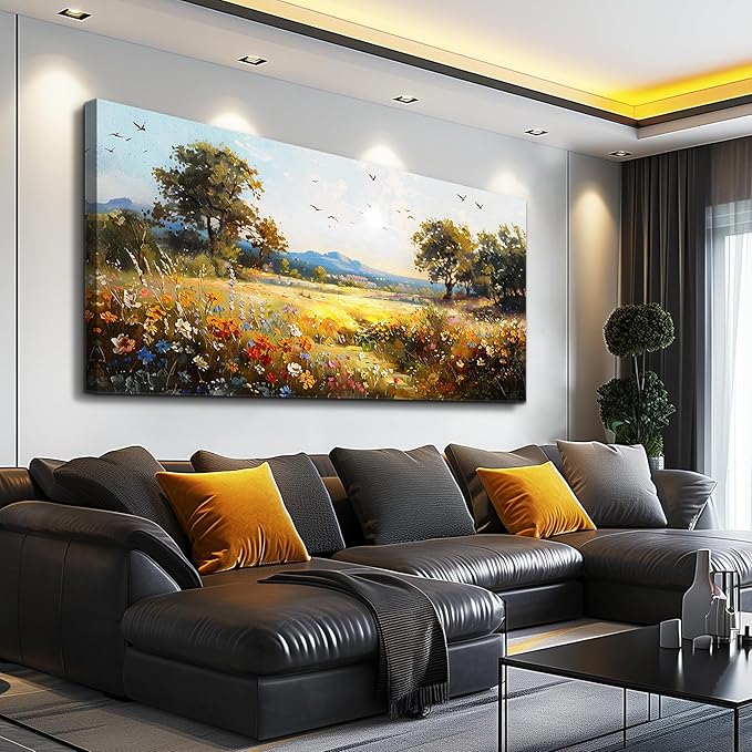 FUHAIHUA Large Wall Decor For Living Room Canvas Wall Art For Office Wall Decorations For Bedroom Rural Pastoral Painting Artwork Room Home Decor 24x48 In