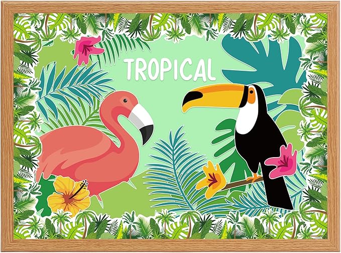 72 Ft Tropical Leaves Bulletin Board Borders Greenery Plant Borders for Tropical Jungle Classroom Home Office Summer Decoration (Tropical Leaves)