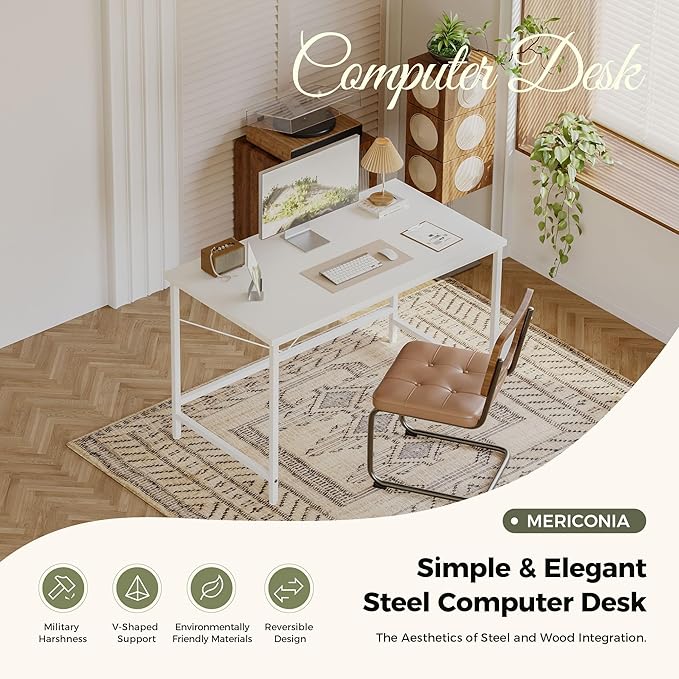 Mericonia 32 inch Computer Desk, Gaming Desk for Small Spaces, Modern Simple Style Table for Home Office, Study Student Writing Table