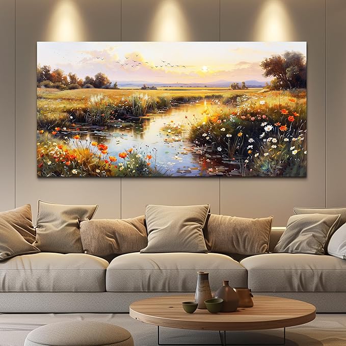 ZUITINGHUA Canvas Wall Art For Living Room Large Wall Decor For Office Bedroom Decorations Rivers Landscape Pictures Farmhouse Painting Artwork Room Wall Mural Aesthetic Home Decor 30x60 In