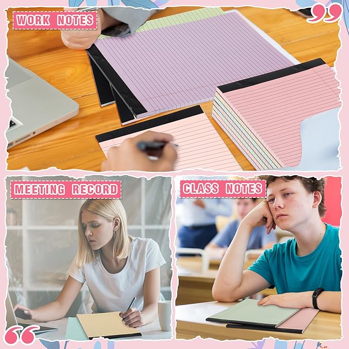 Fuutreo 8 Pcs 8.5'' x 11'' Colored Legal Pad 50 Sheets Per Writing Pads Narrow Ruled Notepad Perforated Writing Notepad Office Supplies for College Office Business (Macaron Color)