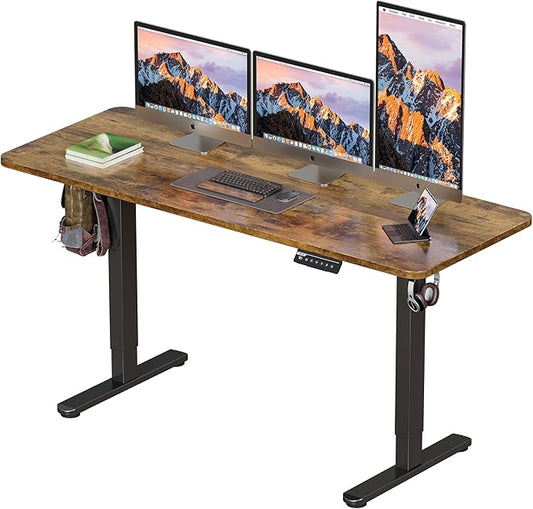 BIZUM Electric Standing Desk 63 x 24 Inch Computer Desk-Gaming Desk Rustic Brown Home Office Desks Height Adjustable Memory Stand Up Computer Workstation