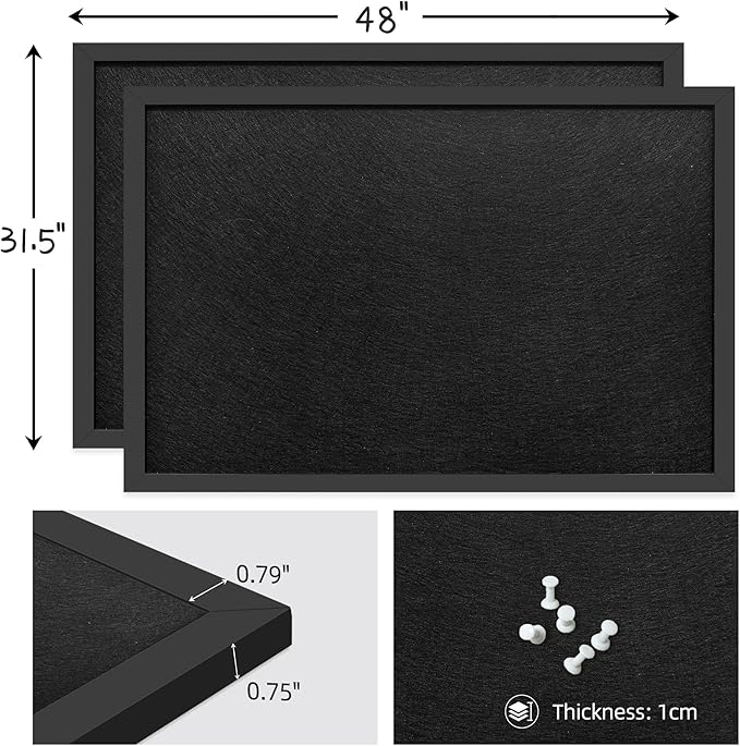 31.5x48 Inch Cork Board for Wall Hanging with Linen, Bulletin Board with Push Pins, Mounted Memo Message Board for Home Office Decor, Dorm Room Essentials, Classroom Organization