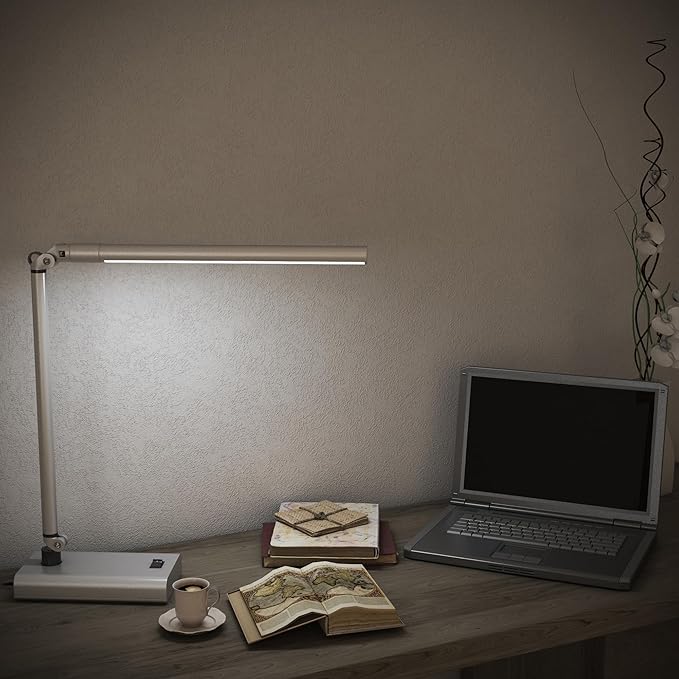 LED Desk Lamp - Contemporary Reading Light with 36 LEDs and 2 Rigid Adjustable Arms for Home, Office, Bedside, or Dorm Room - by Lavish Home (White)