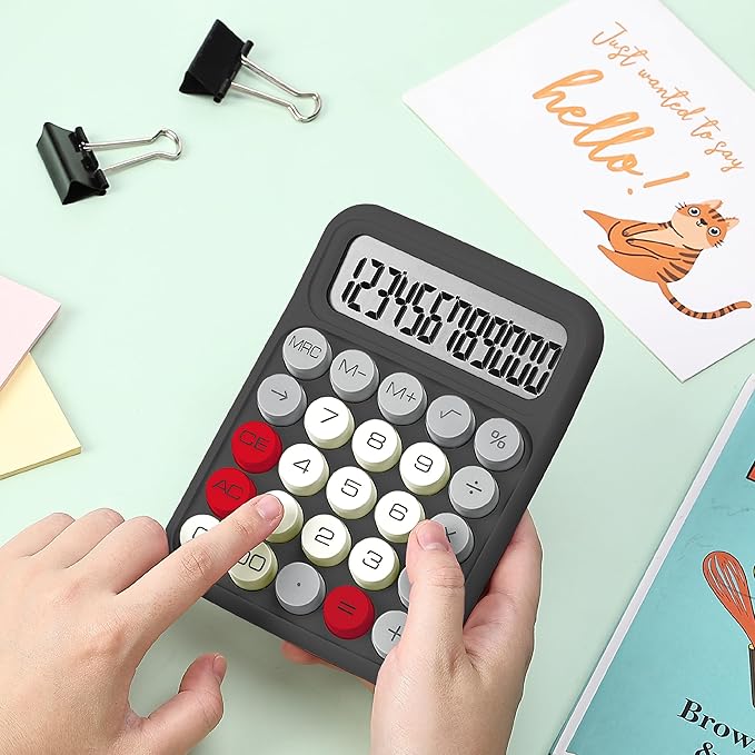 Mr. Pen- Mechanical Switch Calculator, 12 Digits Large LCD Display, Slate Grey Calculator Big Buttons