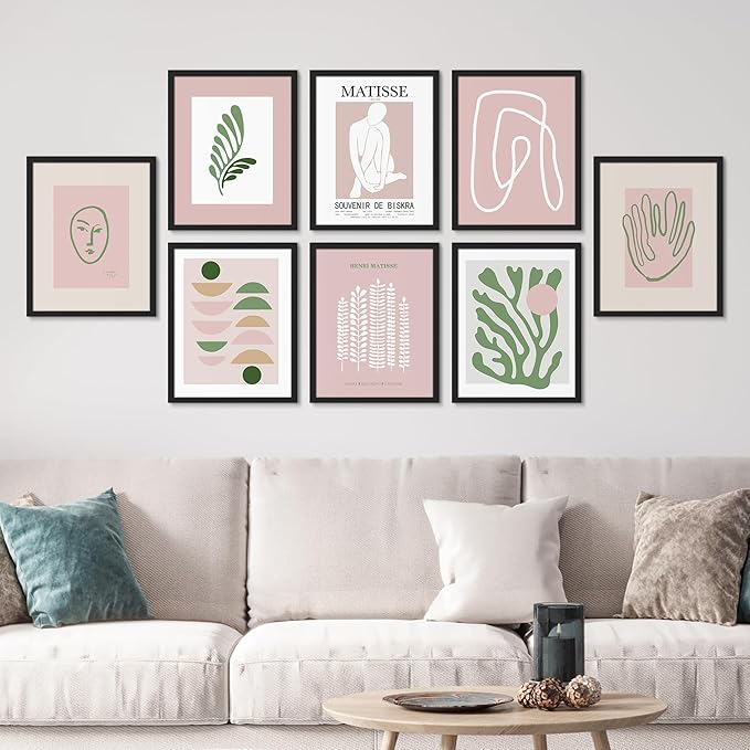 SIGNWIN Framed Poster Bathroom Decor, Wall Art Room Decor Multicolor for Living Room, Bedroom, Office Matisse Nude Dancer Geometric Pink Jungle Plant Nature Abstract Shapes - 12"x16"x 8 Black