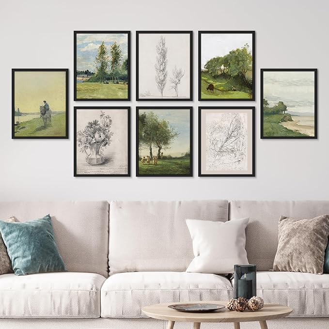 SIGNWIN Framed Poster Bathroom Decor, Wall Art Room Decor Multicolor for Living Room, Bedroom, Office Floral Botanical Flower Forest Landscapes Vintage Illustrations Bohemian - 12"x16"x 8 Black