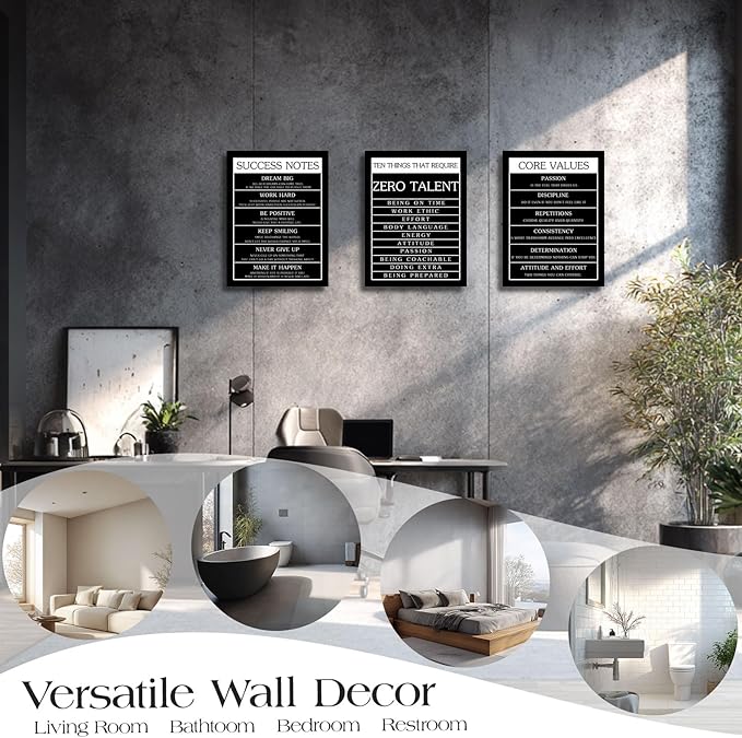Motivational Wall Decor Inspirational Office Wall Art Decor Posters Prints 3 Pieces Positive Canvas Print Picture for Workplace Classroom Dorm Living Room 12”x16”x3pieces