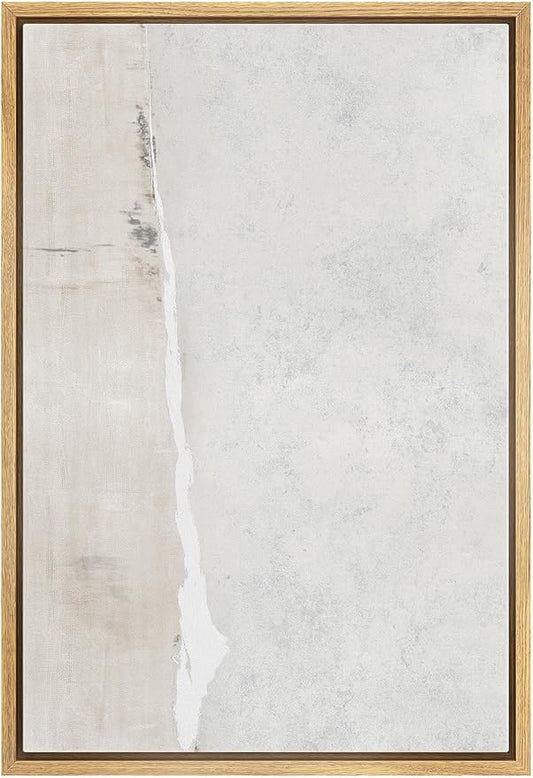 SIGNWIN Framed Canvas Print Wall Art Gray Tan Watercolor Pastel Color Abstract Shapes Illustrations Modern Decorative for Living Room, Bedroom, Office - 16"x24" Natural
