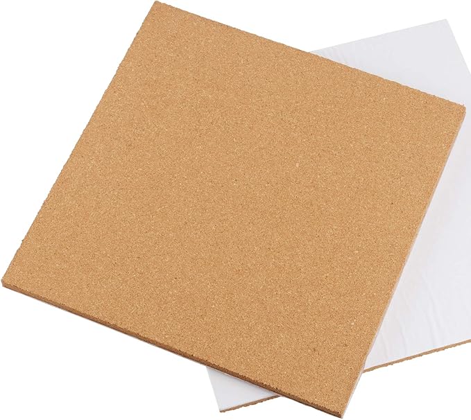 10 Pack Cork Board Tiles, 12 x 12 x 1/2 inch Bulletin Board Cork Panels, Cork Tiles with Self Adhesive for Wall Pictures, Notes, Office, Room, Home Decor