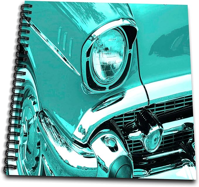3D Rose 3dRose Classic Vintage car. Turquoise. Print, Image, Picture-Drawing Book, 8 by 8-inch (db_216288_1), 8" x 8"