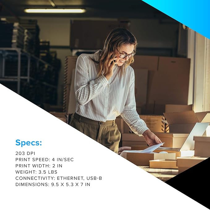 ZEBRA TLP2824 Plus Thermal Transfer Desktop Printer Print Width of 2 in USB and Ethernet Port Connectivity 282P-101510-000