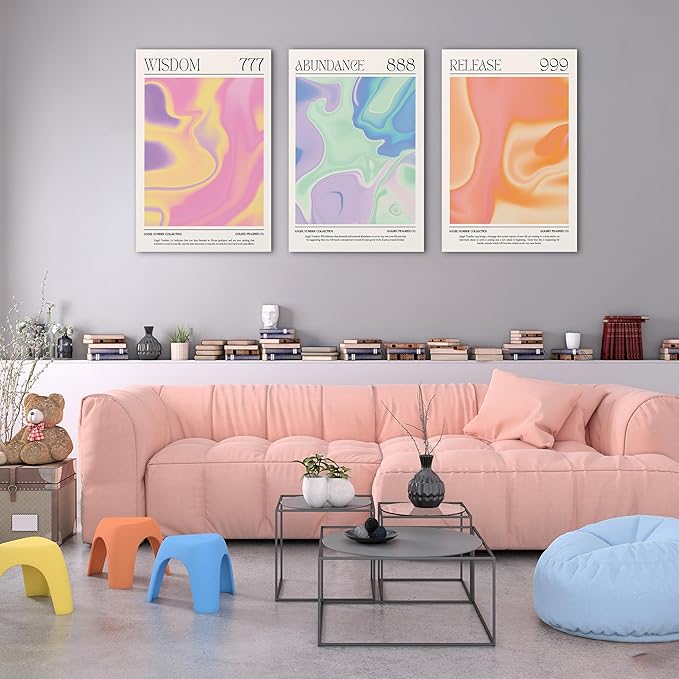 SHMAO Colorful Gradient Angel Numbers Poster Canvas Wall Art for Room Aesthetic Inspirational Spiritual Wall Art Paintings Abstract Minimalist Wall Decor for Bedroom 20"x30" x 3 Pcs
