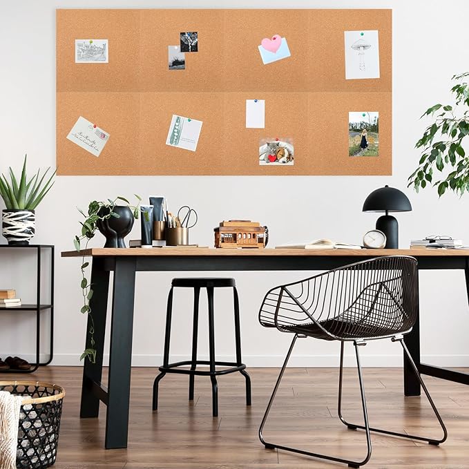 Kosiz 10 Pack Cork Board Square 12" x 12", 1/4" Thick Cork Board Tiles Bulk for Wall Self Adhesive Bulletin Corkboards Tiles Sheet for Wall School Office Home Decoration