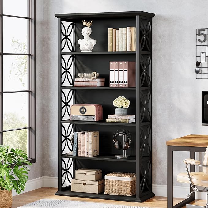 Tribesigns 6-Tier Tall Bookshelf, 71" Industrial Bookcase with Metal Frame, Freestanding Open Storage Shelves for Home Office, Living Room, Bedroom