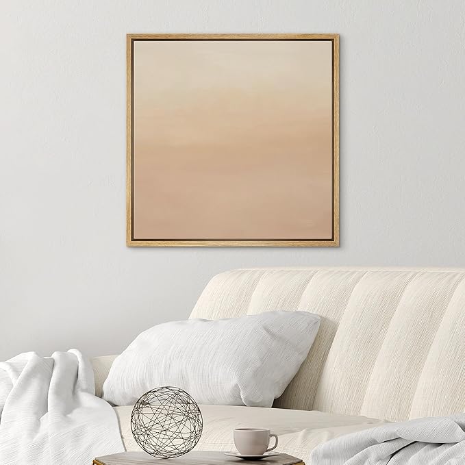 SIGNWIN Framed Canvas Print Wall Art Soft Blush Gradient Minimalist Light Pink Illustration Modern Art Decorative Nordic Minimal Calm/Zen for Living Room, Bedroom, Office - 16"x16" Natural