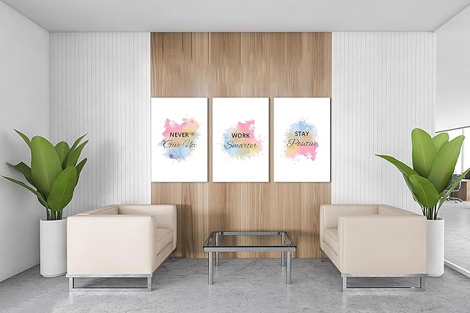 SHMAO 3 Piece Office Canvas Wall Art, Motivational Quotes Colorful Print Pictures Decor for Office, Men Women Inspirational Framed Artwork Home Ready to Hang 20''x30'' x Pcs