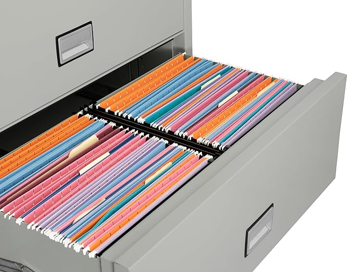 38 inch Wide 3-Drawer Lateral Fireproof File Cabinet – Legal and Letter Size Filing – Key Lock – Water Resistant – Fire Safe and Impact Rated – Light Gray Finish – Model LAT3W38LG