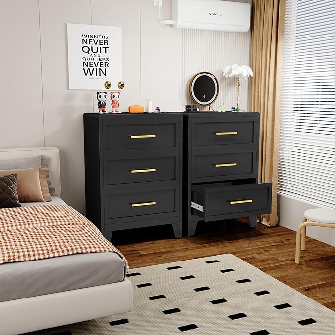 35.43" Tall Dresser for Bedroom 3 Drawers, Metal Dresser Chest of Drawers, Circular Drawer Cabinet for Home,Filing Cabinet with Drawers for Office (White)