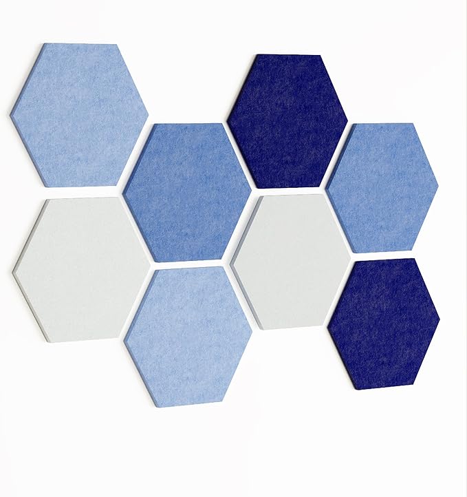 8 Pack Hexagon Felt Bulletin Board Tiles - 11.8" Large Thick Pin Board for Walls with 30 Push Pins, DIY Boards for Office Home School Decor, Aesthetic Hex Cork Board Alternative