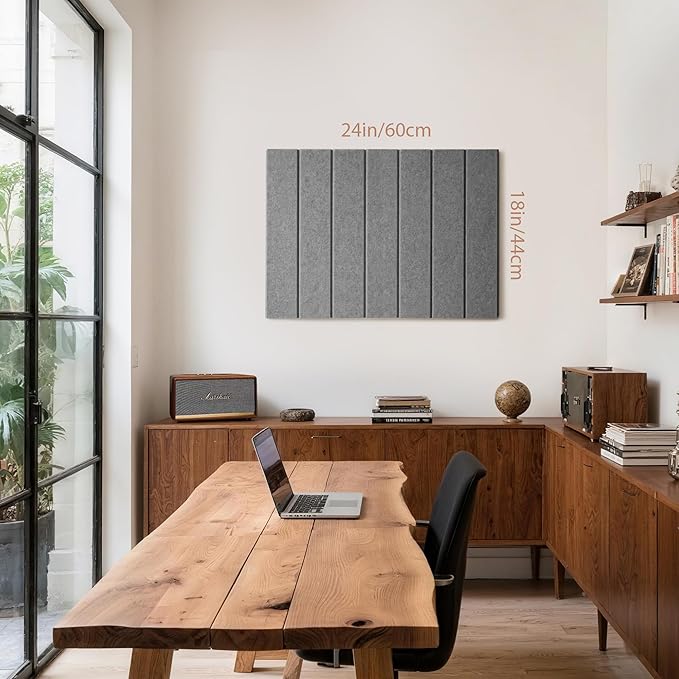 Bulletin Board, 24 x 18 inches Felt Board Decorative Pin Board, 4' x 3' Cork Board Alternative for Wall, Foldable Photo Board with 20 Pushpins - Gray Stripes