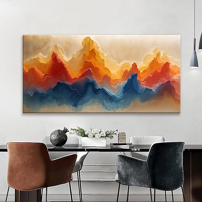 Suconvng Large Abstract Wall Art For Living Room Modern Canvas Decorations Maximalist Colorful Canvas Wall Art Decor Prints Picture For Bedroom Kitchen Office Home Wall Decor Artwork 29" × 58"