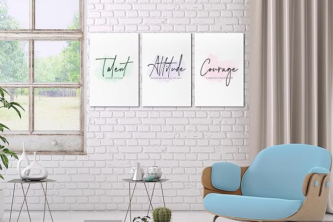 3 Piece Motivational Quotes Canvas Print Pictures Wall Decor, Men Women Inspirational Framed Artwork Home Office Decor 12"x18" x 3 Pcs