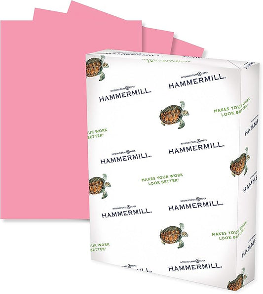 Hammermill Colored Paper, 20 lb Cherry Printer Paper, 8.5 x 11-1 Ream (500 Sheets) - Made in the USA, Pastel Paper, 102210R