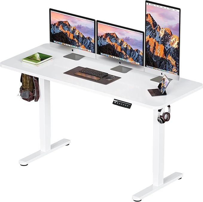BIZUM Electric Standing Desk 60 x 24 Inch Computer Desk-Gaming Desk White Home Office Desks Height Adjustable Memory Stand Up Computer Workstation