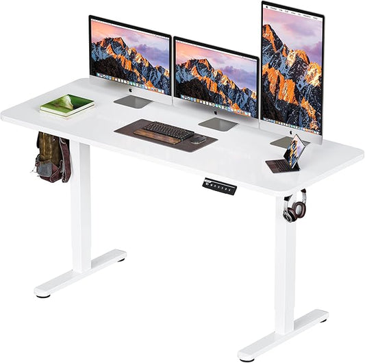 BIZUM Electric Standing Desk 60 x 24 Inch Computer Desk-Gaming Desk White Home Office Desks Height Adjustable Memory Stand Up Computer Workstation