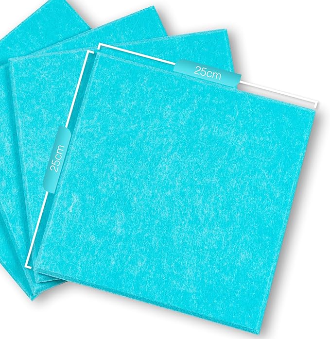 Bulletin Board 40x30in, 12 Count 9.8 x 9.8in Felt Wall Tiles with Removable Adhesive Tape, Cork Board Alternative for Walls, Wall Decor, Kids Art Display, Kids Room (Aqua Collection)
