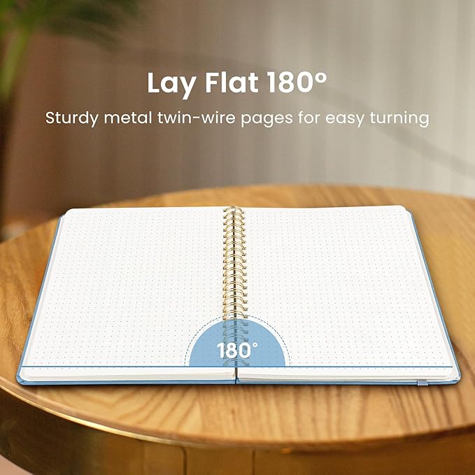 Taja Dotted Spiral Journal Notebook for Women & Men, 140 Pages, Dotted Notebook for Journaling & Note Taking, Journals for Writing, A5(5.7" x 7.9") – Blue