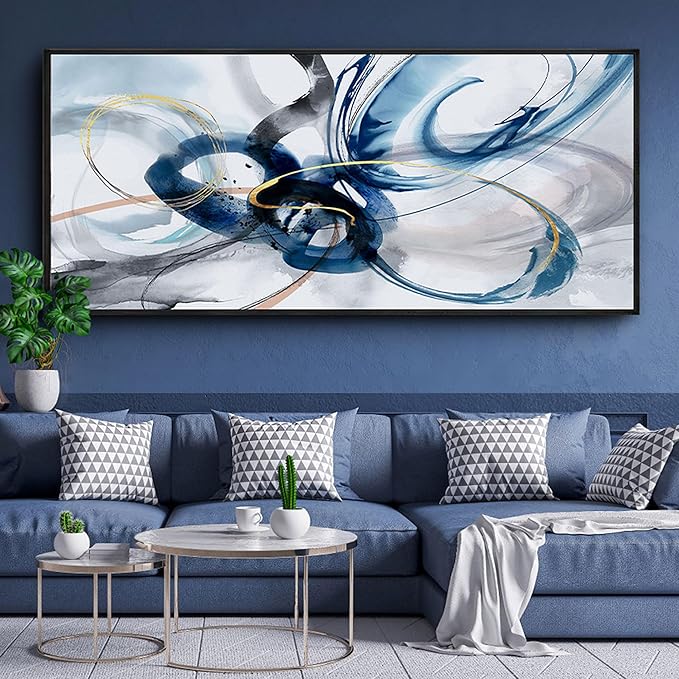 KLAKLA Extra Large Wall Art - Abstract Huge Canvas Picture Wall Decor Living Room Oversized Artwork for Walls Bedroom Office Decoration Modern Frame Wall Art