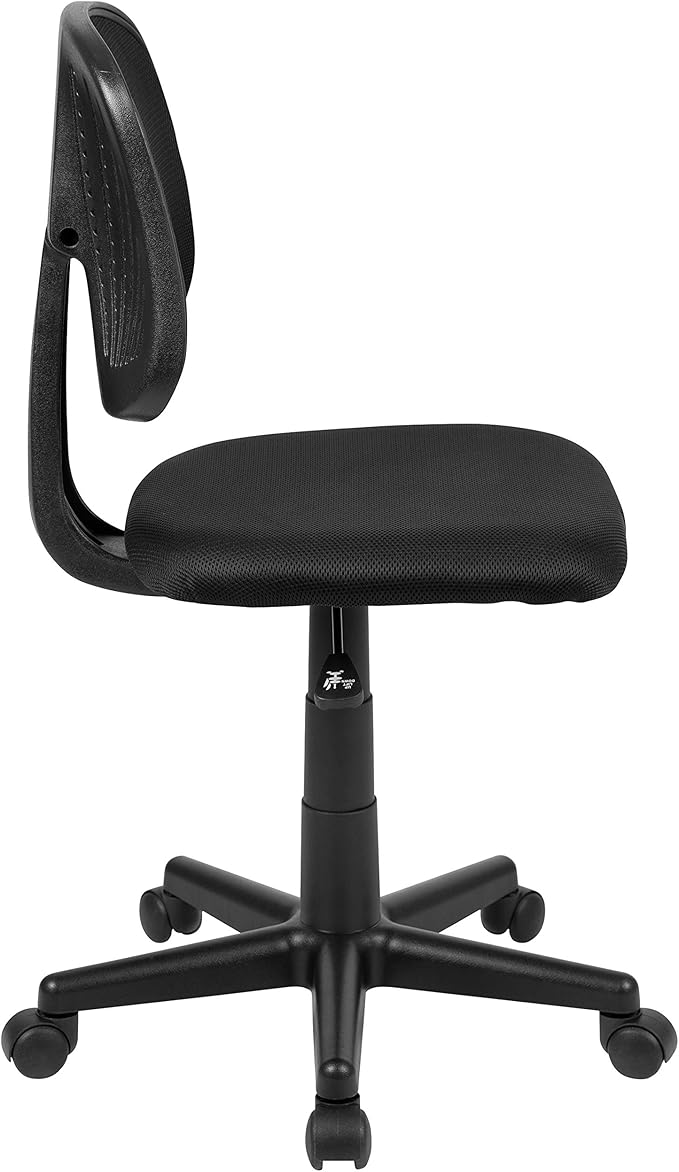 Flash Furniture Flash Fundamentals Mid-Back Swivel Task Office Chair with Pivot Back, Height-Adjustable Ergonomic Mesh Office Desk Chair, Black