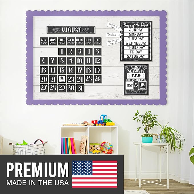 Hadley Designs Classroom Calendar Set Bulletin Board Decorations - Black White School Calendar for Classroom Decor, Kindergarten Preschool Elementary Teacher Must Haves, Homeschool Daycare Essentials