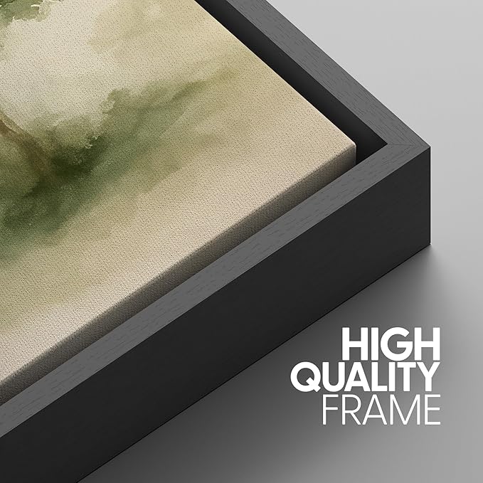 SIGNWIN Framed Canvas Print Wall Art Set Forest Trees Green Nature Landscape Illustrations Modern Art Decorative Nordic Abstract for Living Room, Bedroom, Office - 16"x24"x3 Black