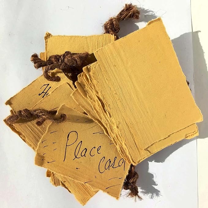 Deckle Papers® Deckled Edge Handmade Paper Place Cards, Escort Cards, Business Cards, Visiting Cards, 150gsm Thick, 2x3 Inches (Pack of-100 Pcs)-Brown