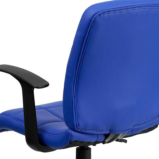 Flash Furniture Clayton Mid-Back Blue Quilted Vinyl Swivel Task Office Chair with Arms