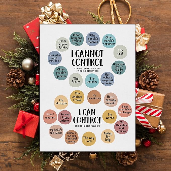 Mental Health Wall Art Therapy Office Decor Things I Can Control Framed Canvas Print School Counselor Painting Picture Wall & Tabletop Decoration 12"x15"