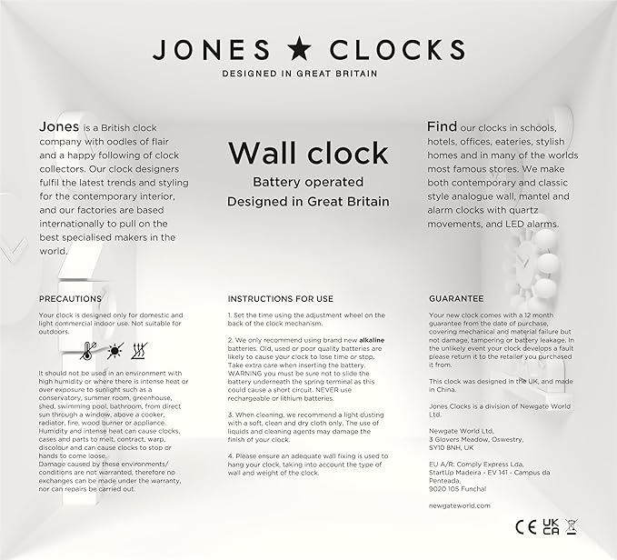 JONES CLOCKS® Pulsar wall Clock | Square Rounded Retro Clock | 10 inch | Orange | Cool Designer Look for Kitchen, Living Room or Office