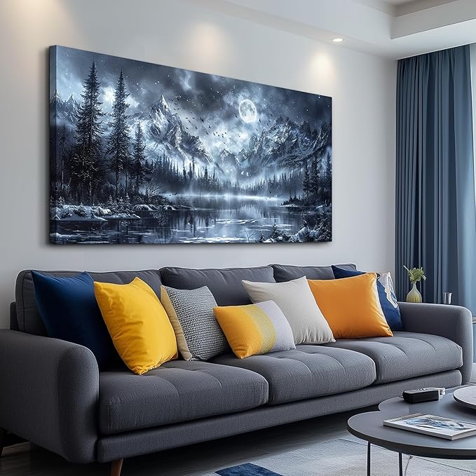 FUHAIHUA Canvas Wall Art For Living Room Wall Decor For Office Bedroom Decorations Black And White Wall Paintings Forest Landscape Pictures Hotel Artwork Posters Home Decor Ready to Hang 20X40 In