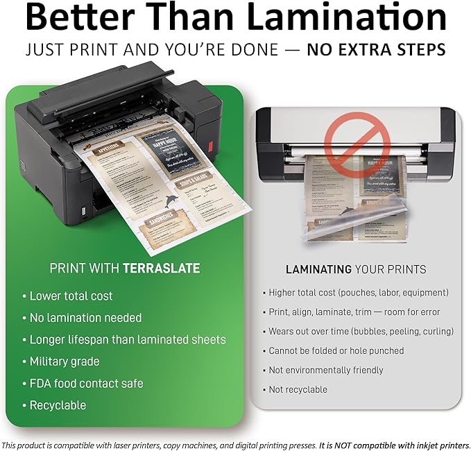 TerraSlate Copier Paper 10 MIL 11" x 17", Rain/Weather/Waterproof Paper, Laser Printer & Copy Machine Compatible, White (100 Sheets)