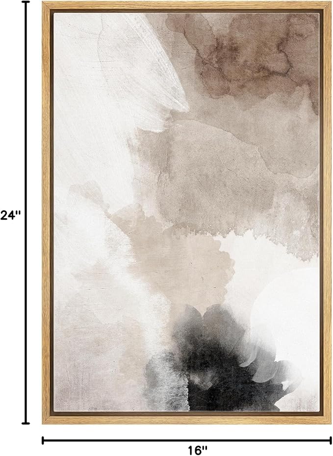 SIGNWIN Framed Canvas Print Wall Art Faded Textured Brown & White Color Blocks Abstract Illustrations Minimalism Contemporary Nordic Decorative for Living Room, Bedroom, Office - 16"x24" Natural