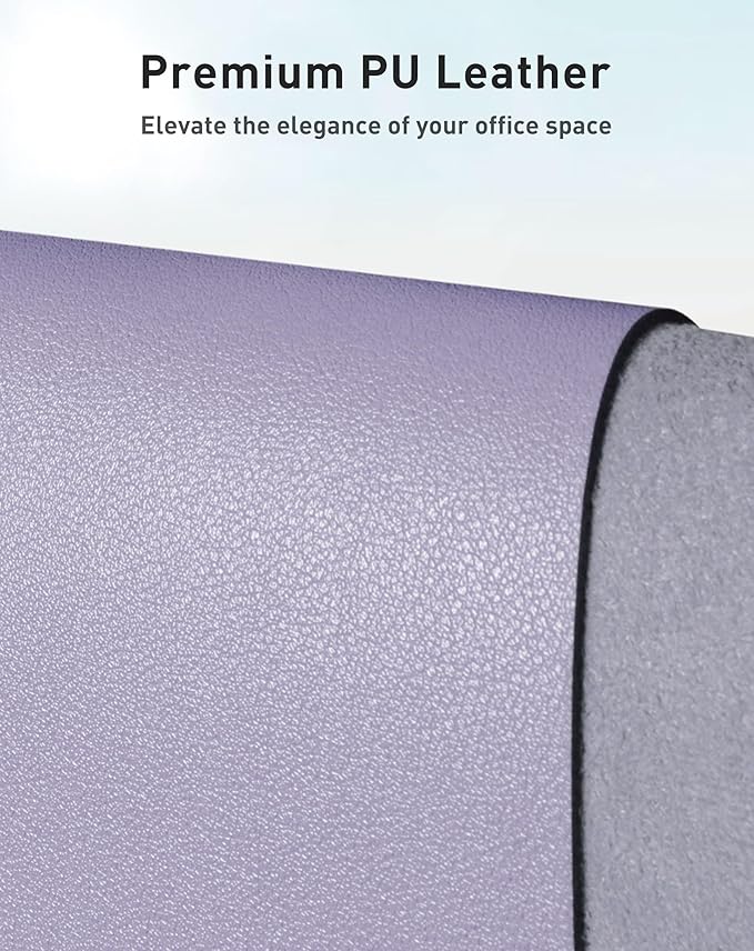Aothia Faux Leather Desk Mat - Large Mouse Pad, Non-Slip PU Leather Blotter, Waterproof Writing Surface for Office and Home (Lavender, 42" x 17")
