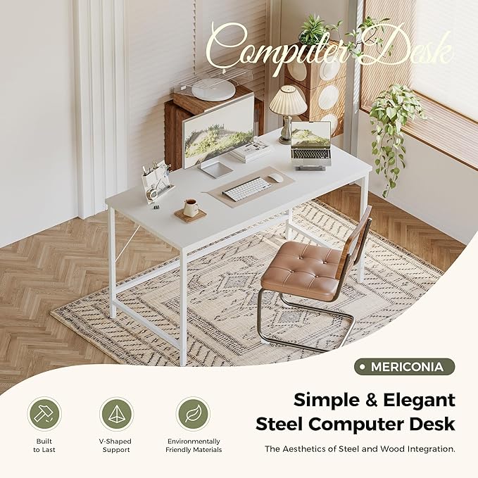 Mericonia 40 inch Computer Desk, Gaming Desk for Small Spaces, Modern Simple Style Table for Home Office, Study Student Writing Table