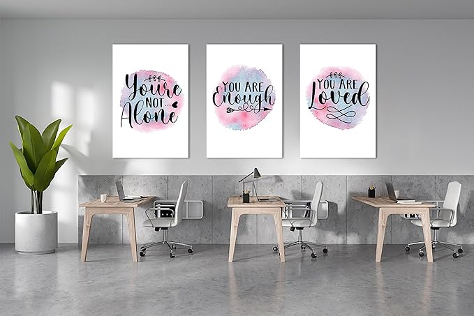 3 Piece Mental Health Canvas Wall Art, Anxiety Therapy Motivational Poster Canvas Print Pictures for Wall, Psychologist Counselor Inspirational Posters Framed Artwork for Classroom 24"x36" x 3 Pcs
