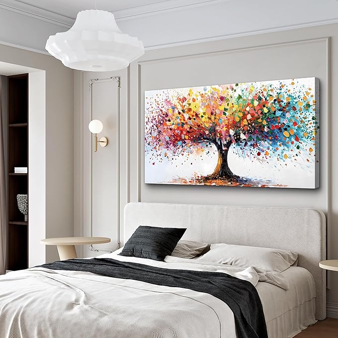 Lapremoly Abstract Wall Decorations For Living Room Large Wall Art For Office Colorful Tree Landscape Wall Paintings Bedroom Decor Modern Canvas Prints Posters Mural Artwork Ready To Hang 48"X24"