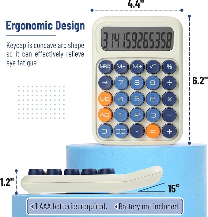 Mr. Pen- Mechanical Switch Calculator, 12 Digits, Large LCD Display, Colorful Calculator Big Buttons, Mechanical Calculator, Calculators Desktop Calculator, Cute Calculator, Aesthetic Calculator