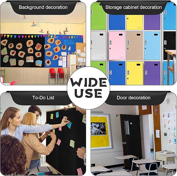 16 in x 40 Ft Fabric Bulletin Board Roll Classroom Non Woven Fabric Background Decorations Waterproof Wrinkle Resistant Bulletin Board for Back to School Wall Decor(Black,Pure)