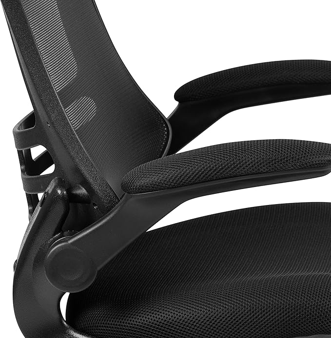 Flash Furniture Kelista Mid-Back Black Mesh Swivel Ergonomic Task Office Chair with Flip-Up Arms - Set of 5